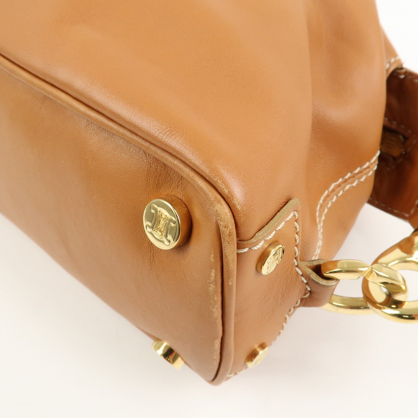 CELINE Macadam Leather Shoulder Bag Hand Bag Brown
