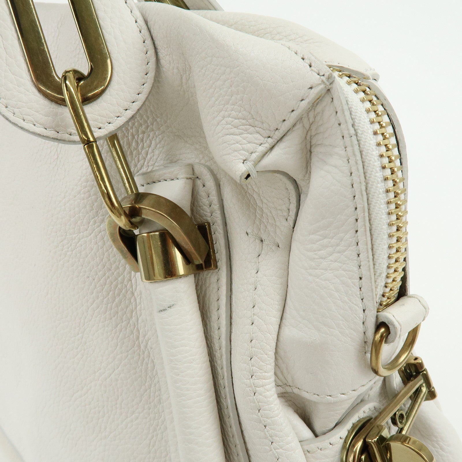 Chloe Paraty Leather 2Way Bag Hand Bag White