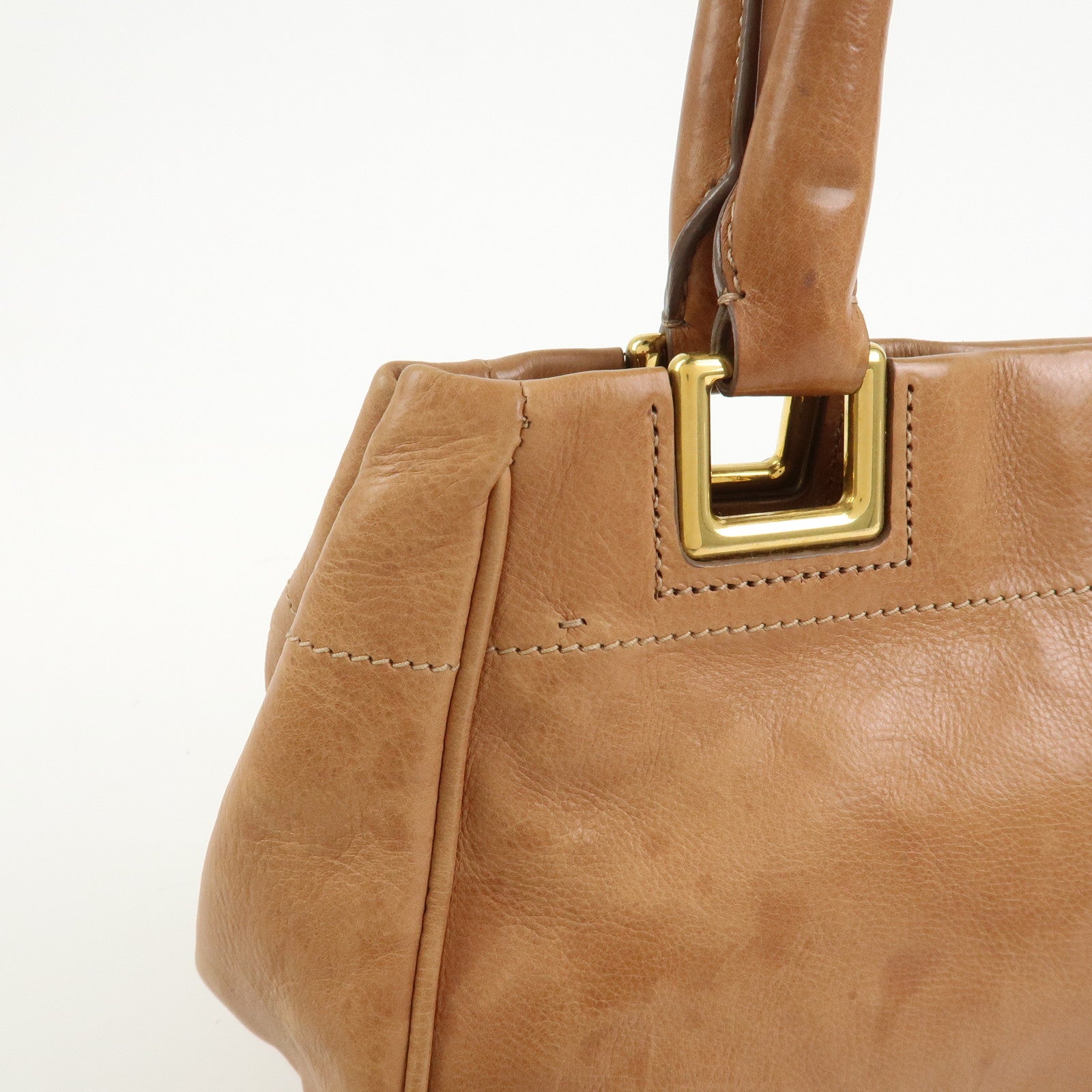 PRADA Ribbon Leather 2WAY Bag Hand Bag Shoulder Bag Brown BN2245