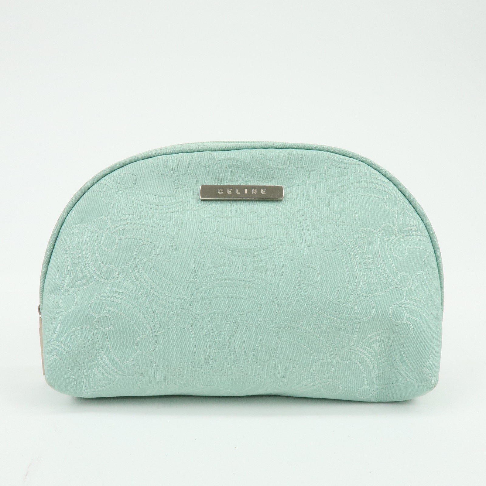 CELINE GIVENCY Set of 2 Canvas Pouch Cosmetic Case Light Green Blue