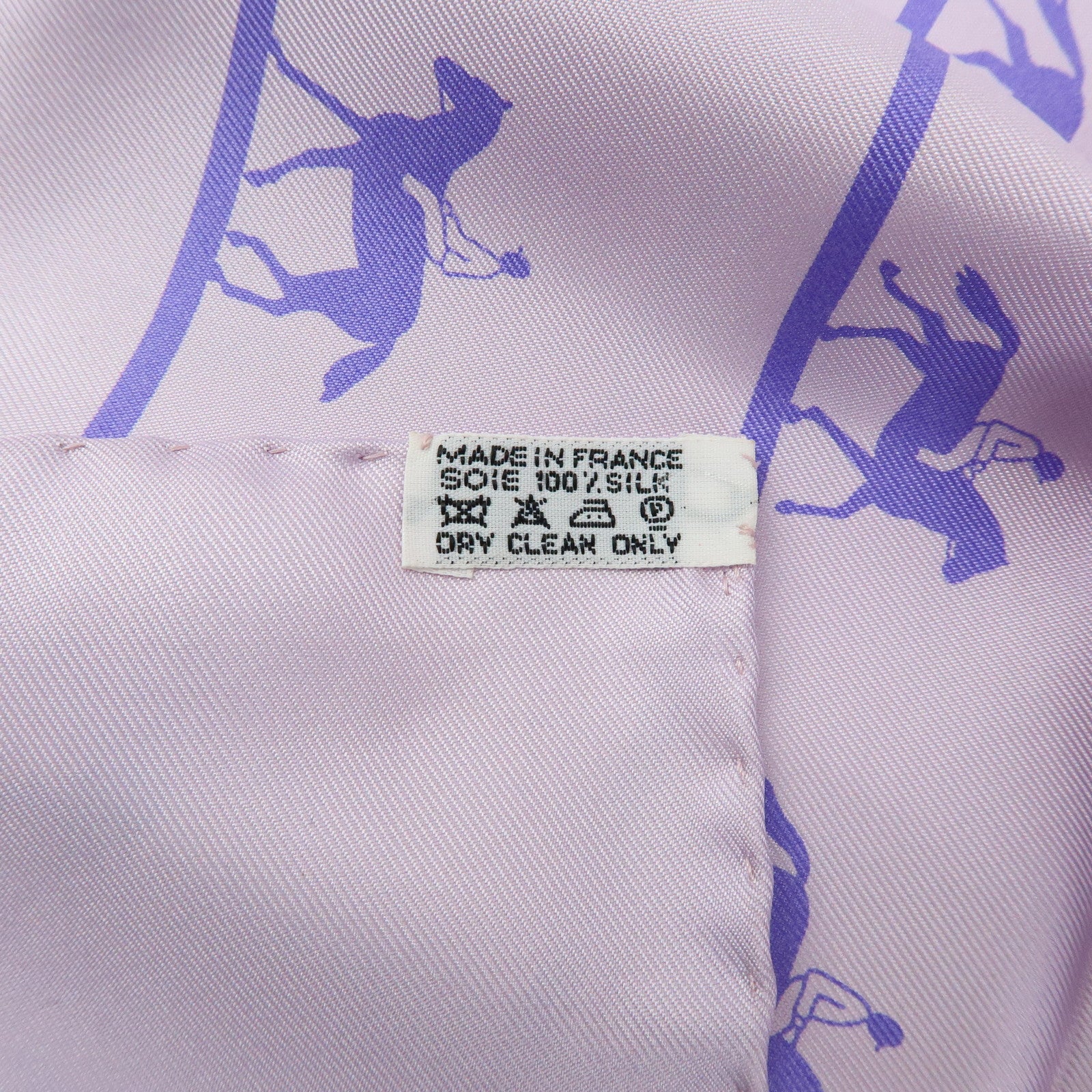 HERMES Carre 90 Silk 100% Saut Galop Canter Rack Scarf Light Purple