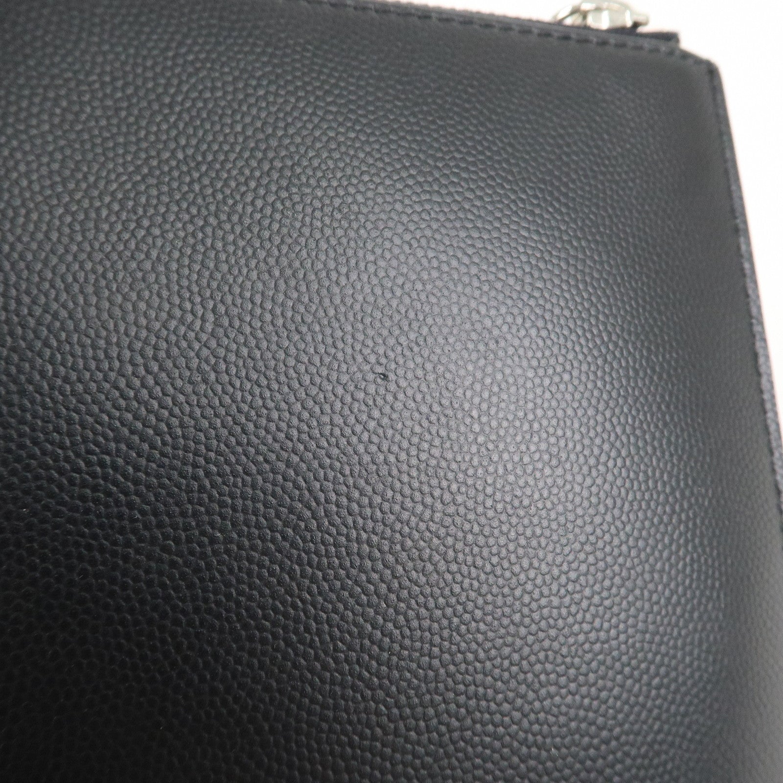 SAINT LAURENT PARIS Logo Leather Clutch Bag Black