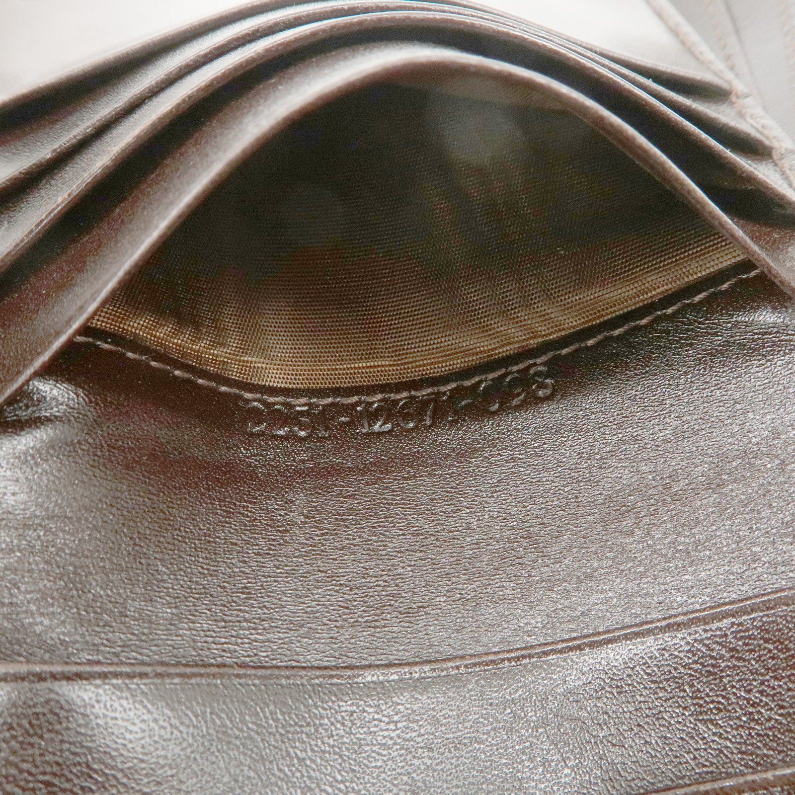 FENDI Zucca Logo Canvas Leather Compact Wallet Brown 12671