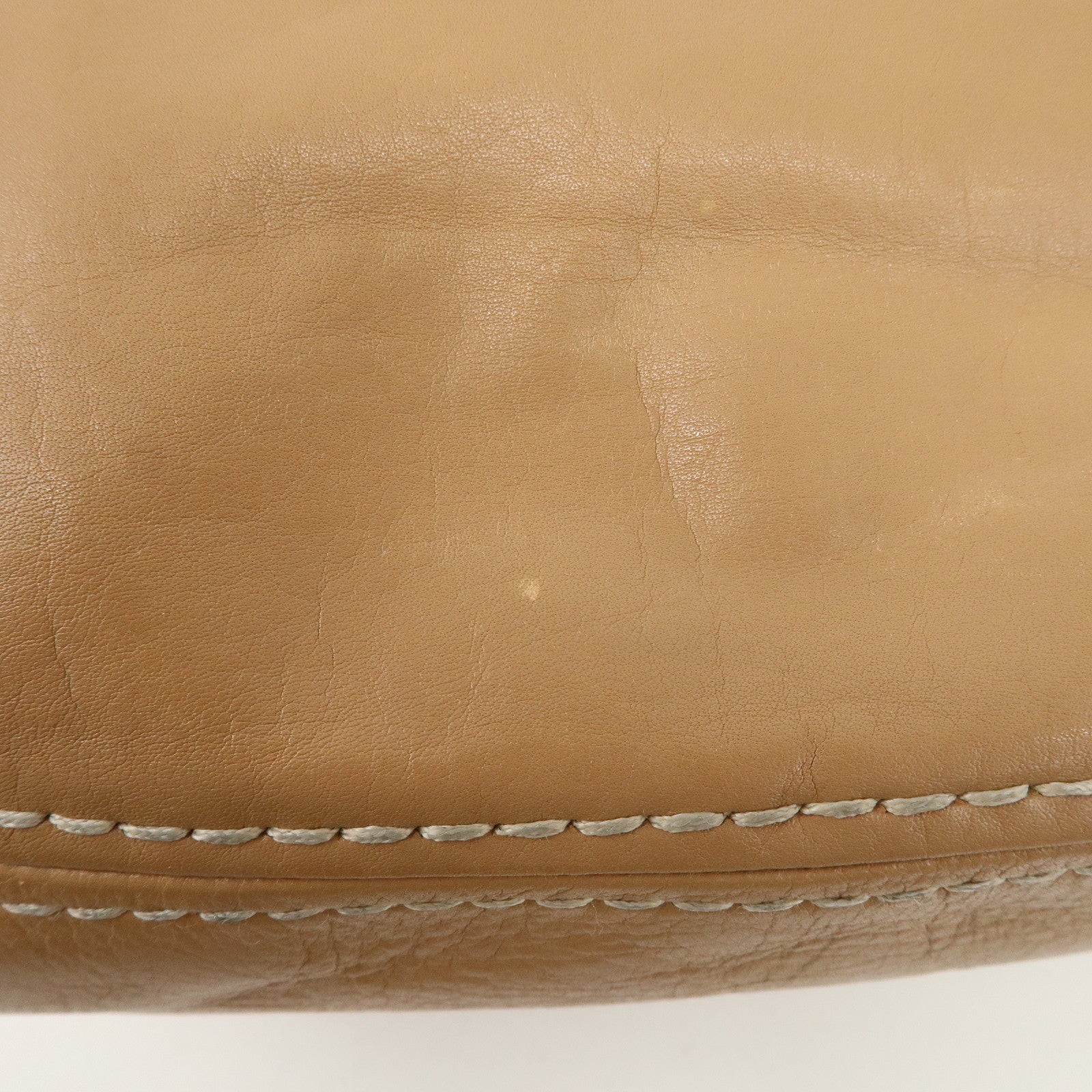 PRADA Leather Shoulder Bag Hand Bag Shoulder Bag Beige Gold BR4691 Used