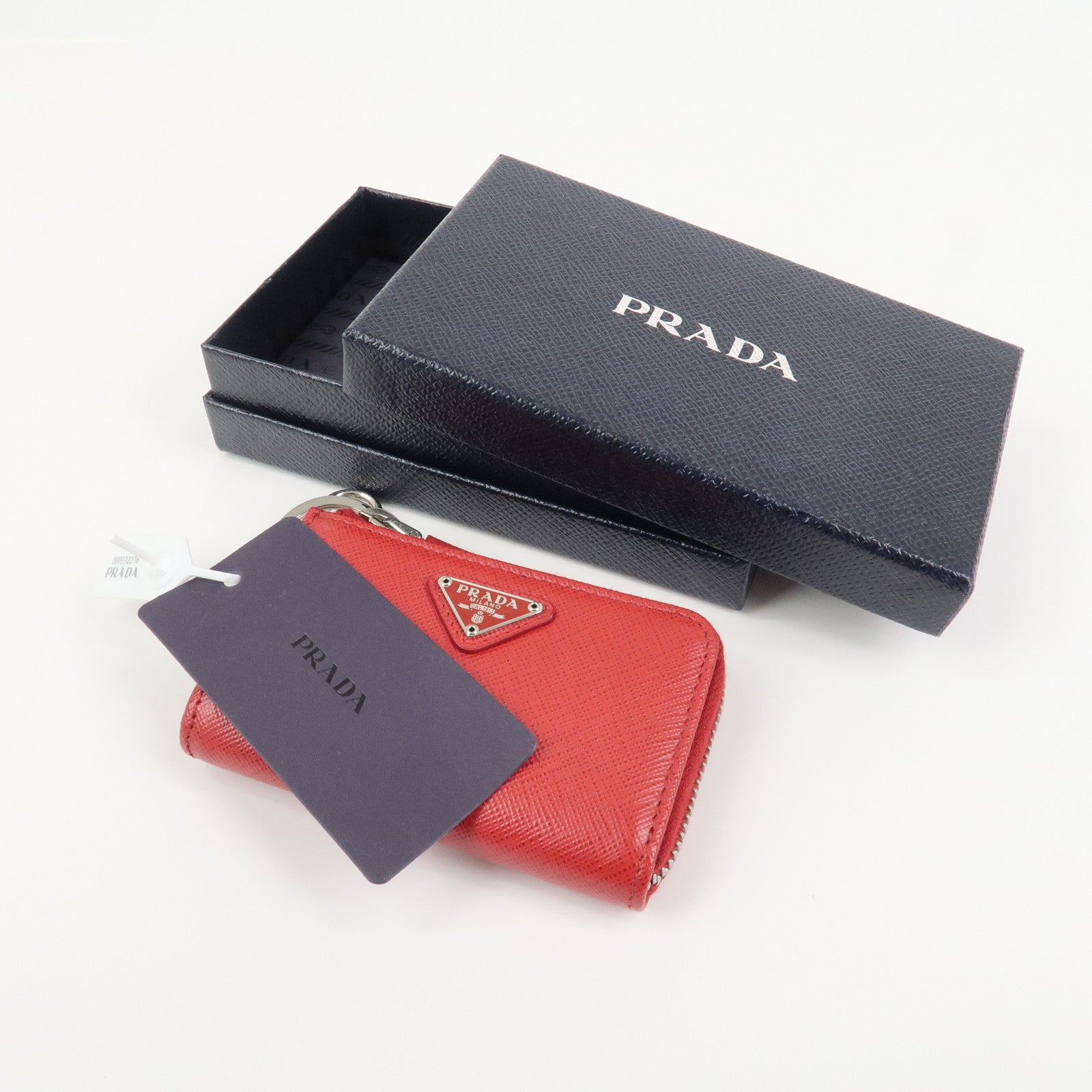 PRADA Saffiano Leather Triangle Logo Coin Case Coin Purse 2TT085