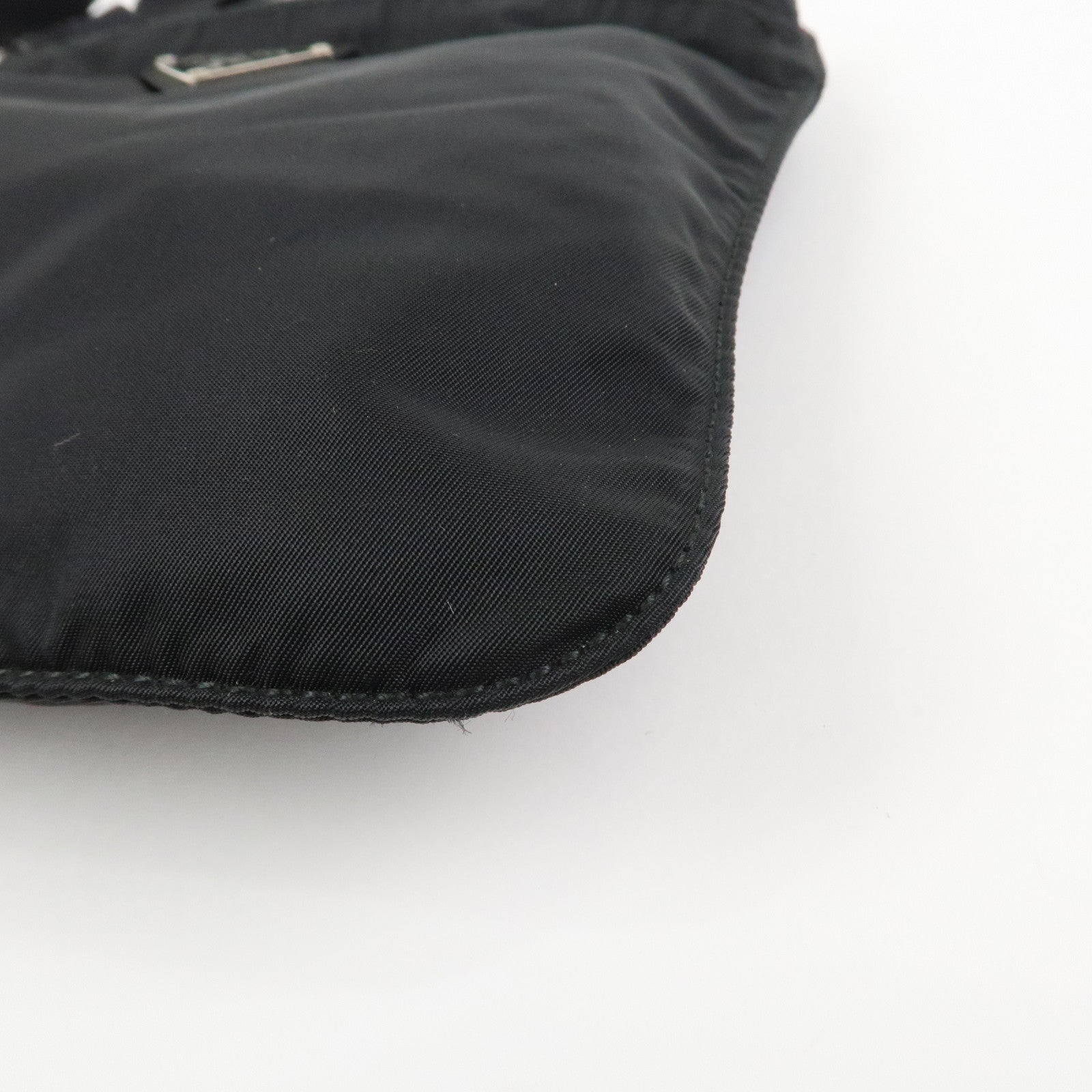 PRADA Triangle Logo Nylon Shoulder Bag Crossbody Bag Black BT7372