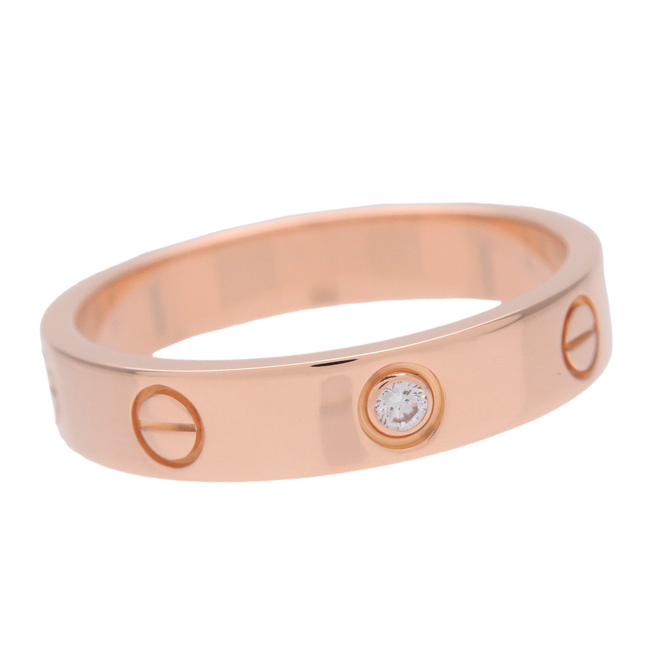 Cartier Mini Love 1P Diamond Ring K18 750PG Rose Gold #56 US7.75