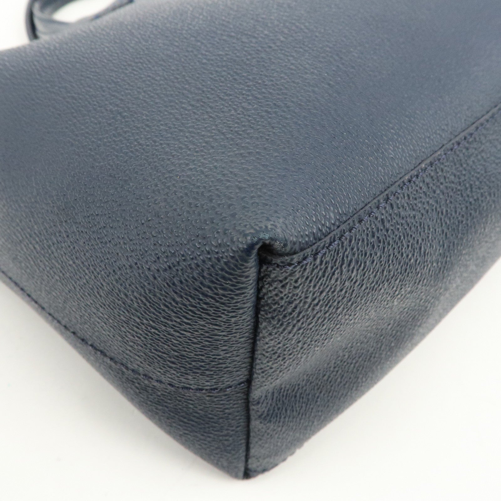 TORY BURCH Leather Tote Bag Hand Bag Navy