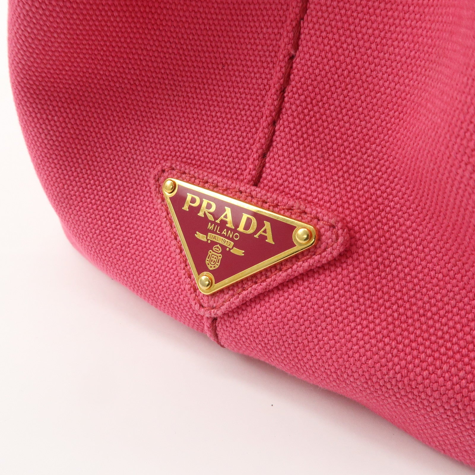 PRADA Logo Canapa Mini Canvas 2Way Tote Bag Pink 1BG439 Used