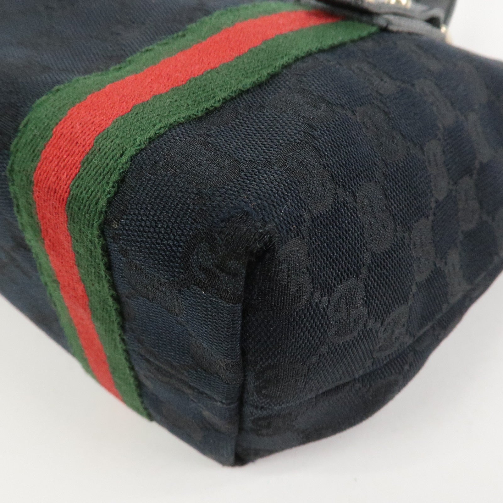 GUCCI Sherry GG Canvas Leathe Tote Bag Hand Bag Black