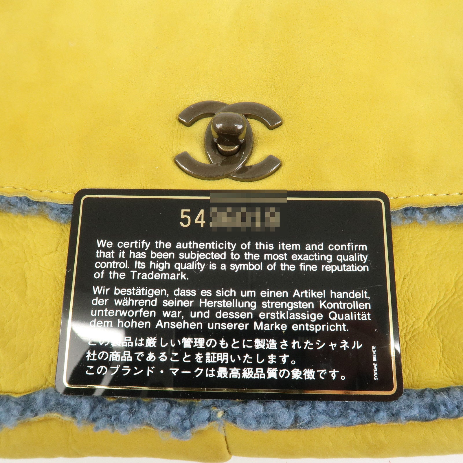 CHANEL COCO Mark Mouton Clutch Bag Yellow Blue