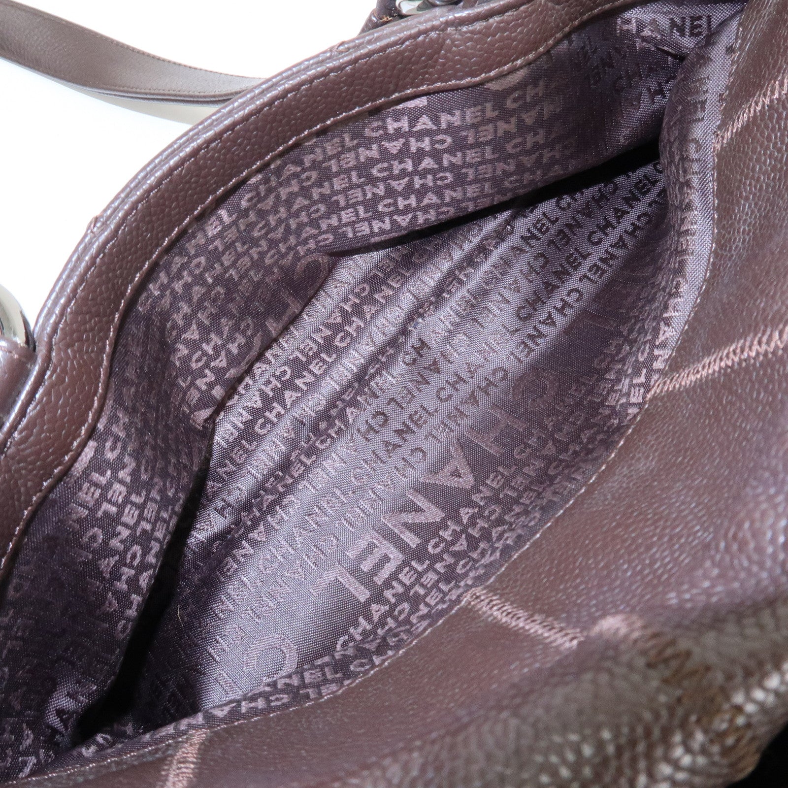 CHANEL Chocolate Bar Caviarskin Boston Bag Shoulder Bag Brown A26135