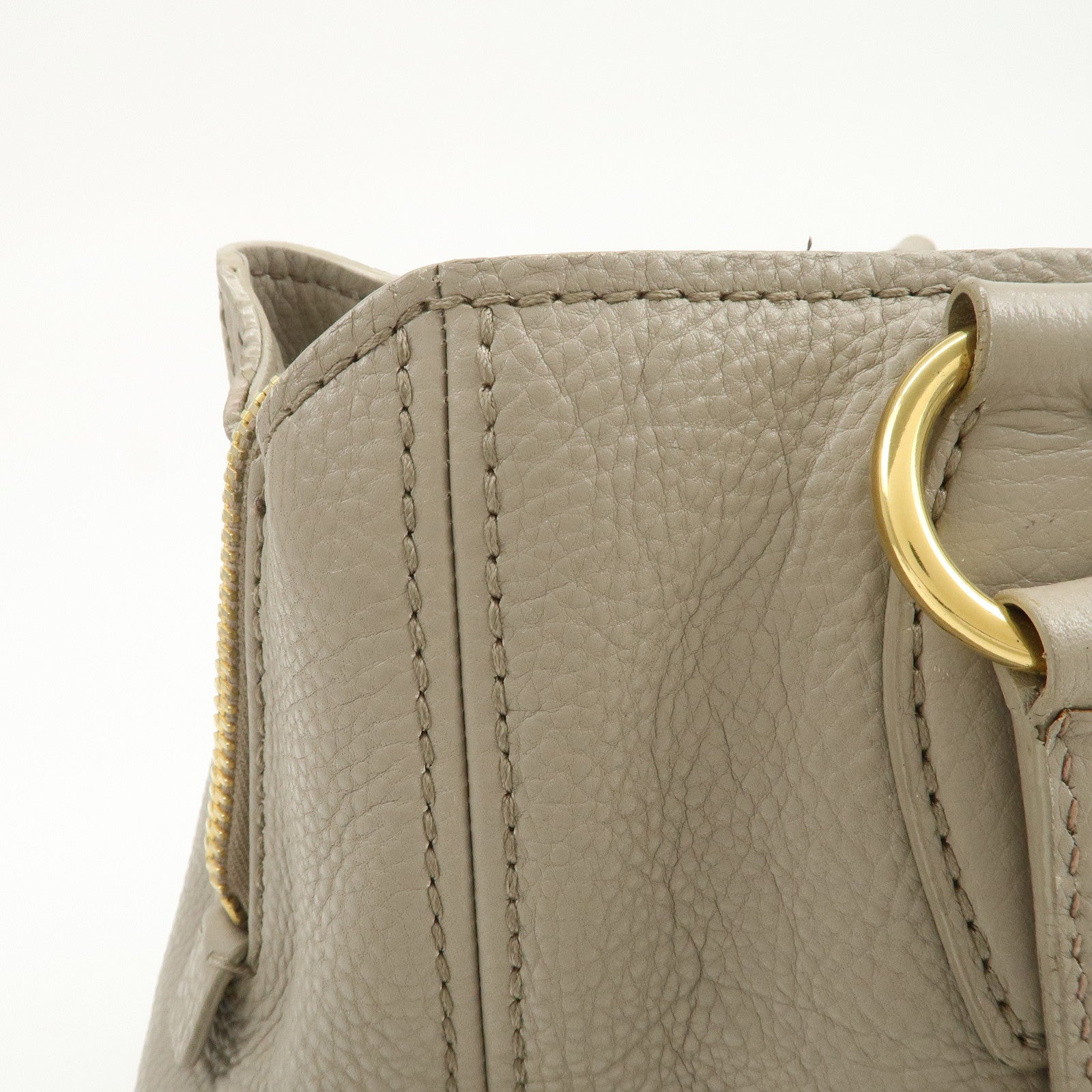 MIU MIU Vitello Caribu Leather 2Way Bag Hand Bag Greige RN0757