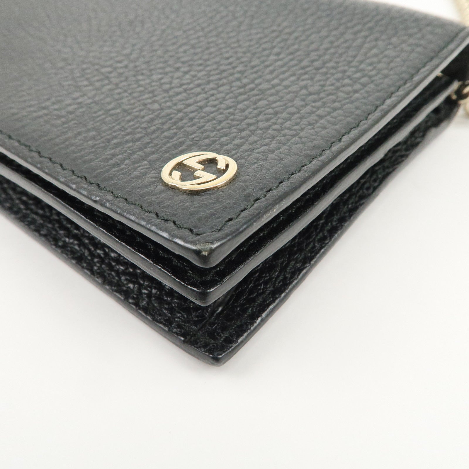 GUCCI Interlocking G Calf Leather Chain Wallet Shoulder Bag 466506