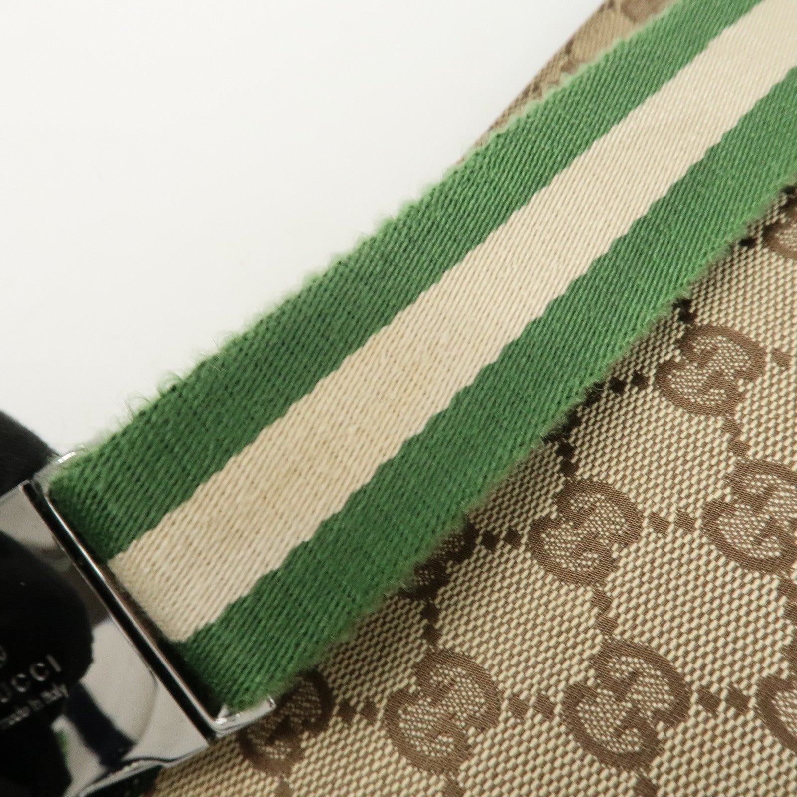 GUCCI GG Canvas Leather Waist Bag Crossbody Bag Beige Green 28566 Used