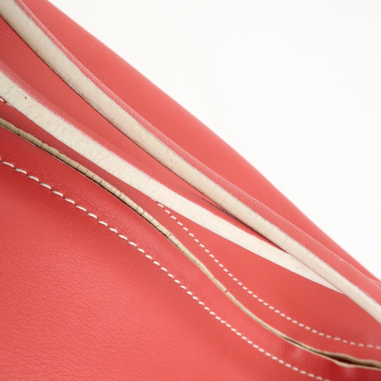 LOEWE Leather Hand Bag Red White Silver Hardware
