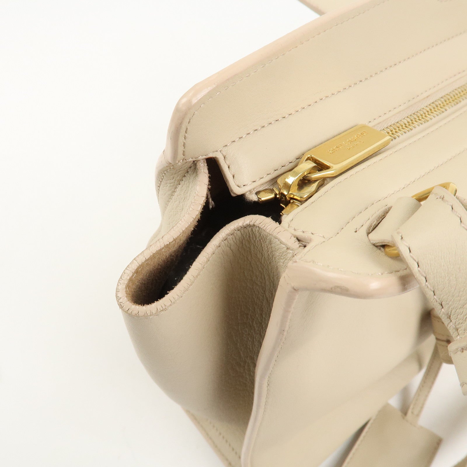 SAINT LAURENT PARIS Leather Petit Cabas Y 2WAY Bag Beige 311210