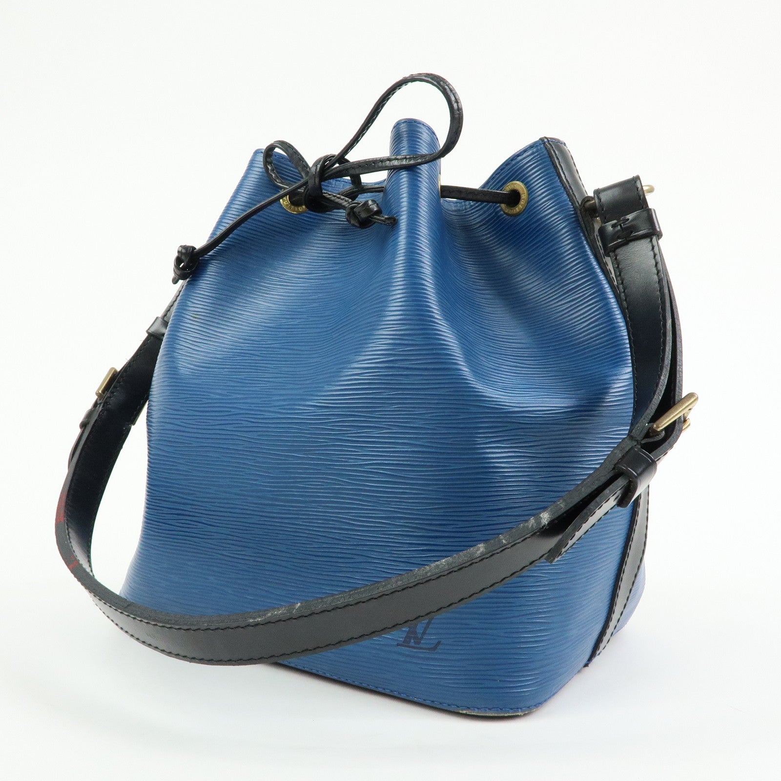 Louis Vuitton Epi Petit Noe Bicolor Shoulder Bag Blue Noir M44152