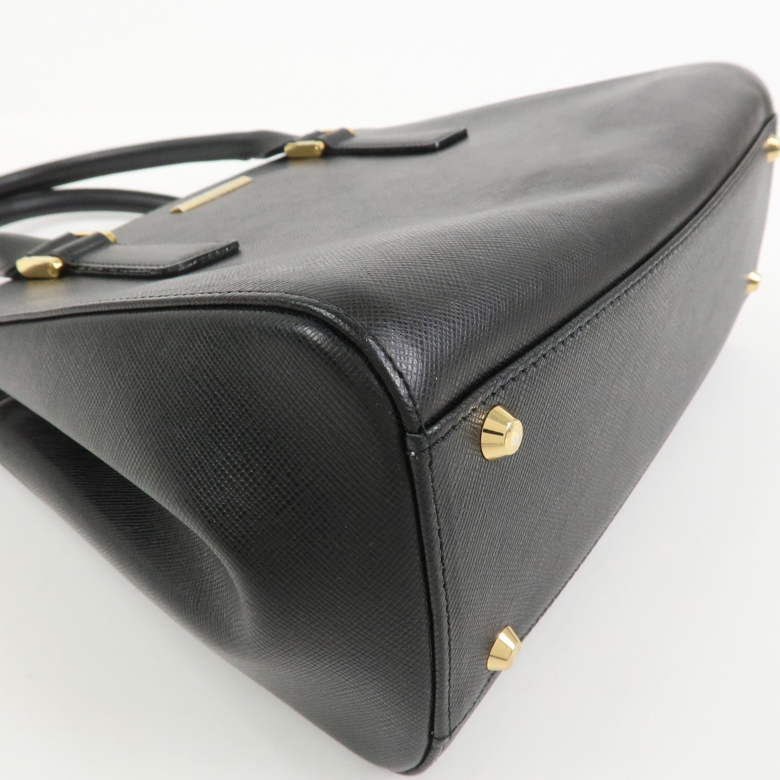 BURBERRY Logo Leather Hand Bag Black