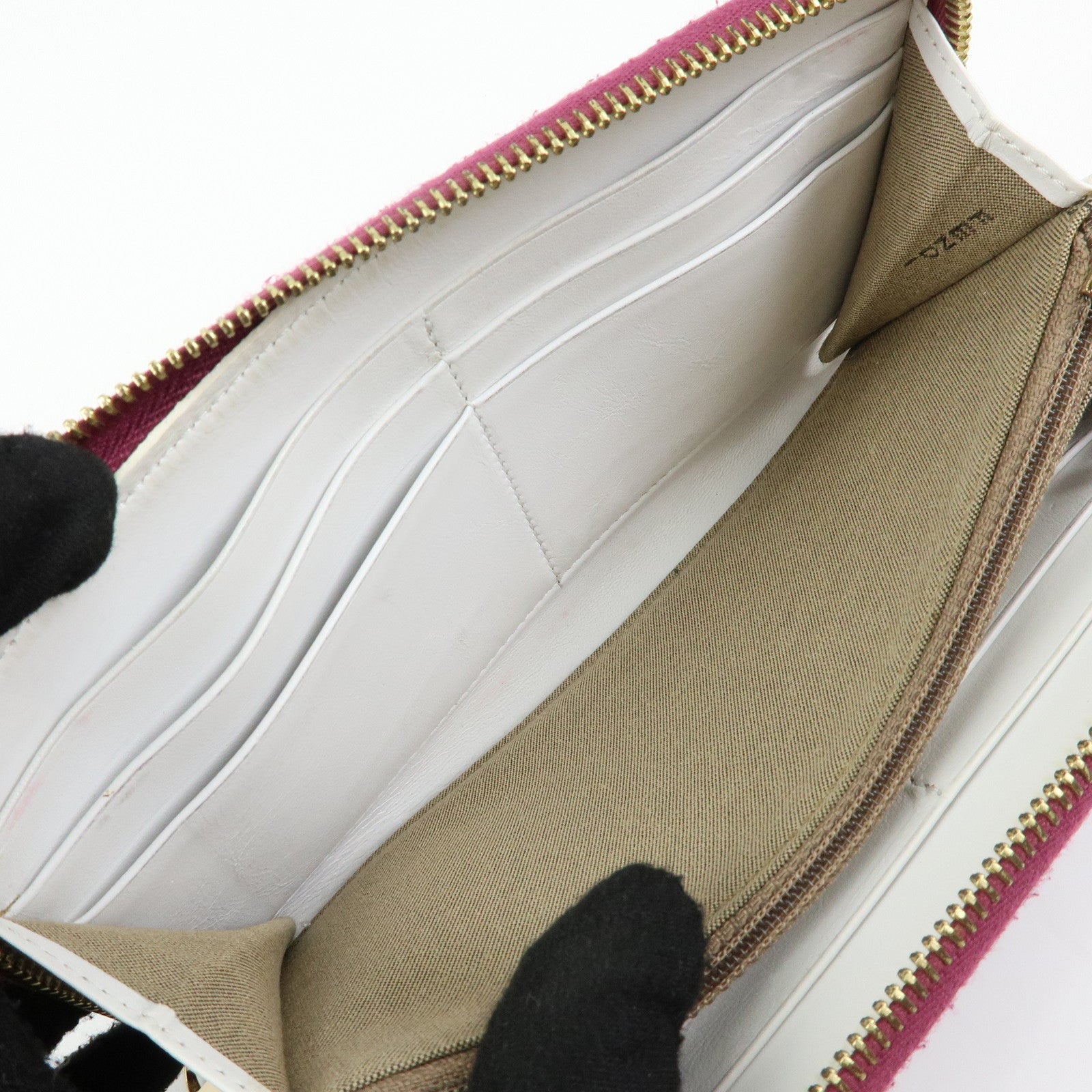FENDI Zucca PVC Long Wallet Rose Ladybug Motif Purple 8M0024