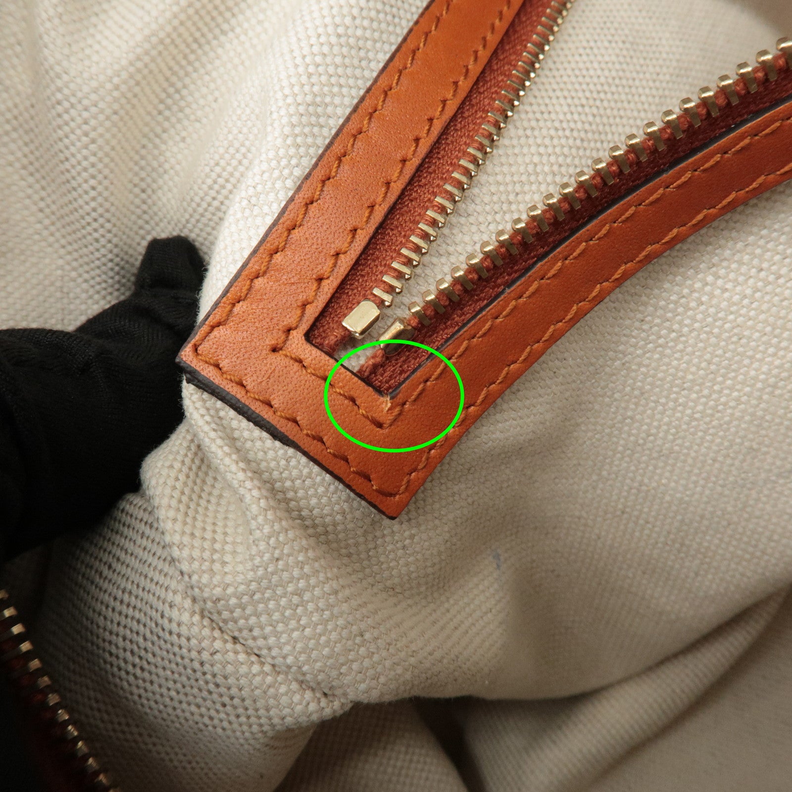 GUCCI GG Canvas Leather 2Way Mini Boston Bag Orange Beige 269876 Used