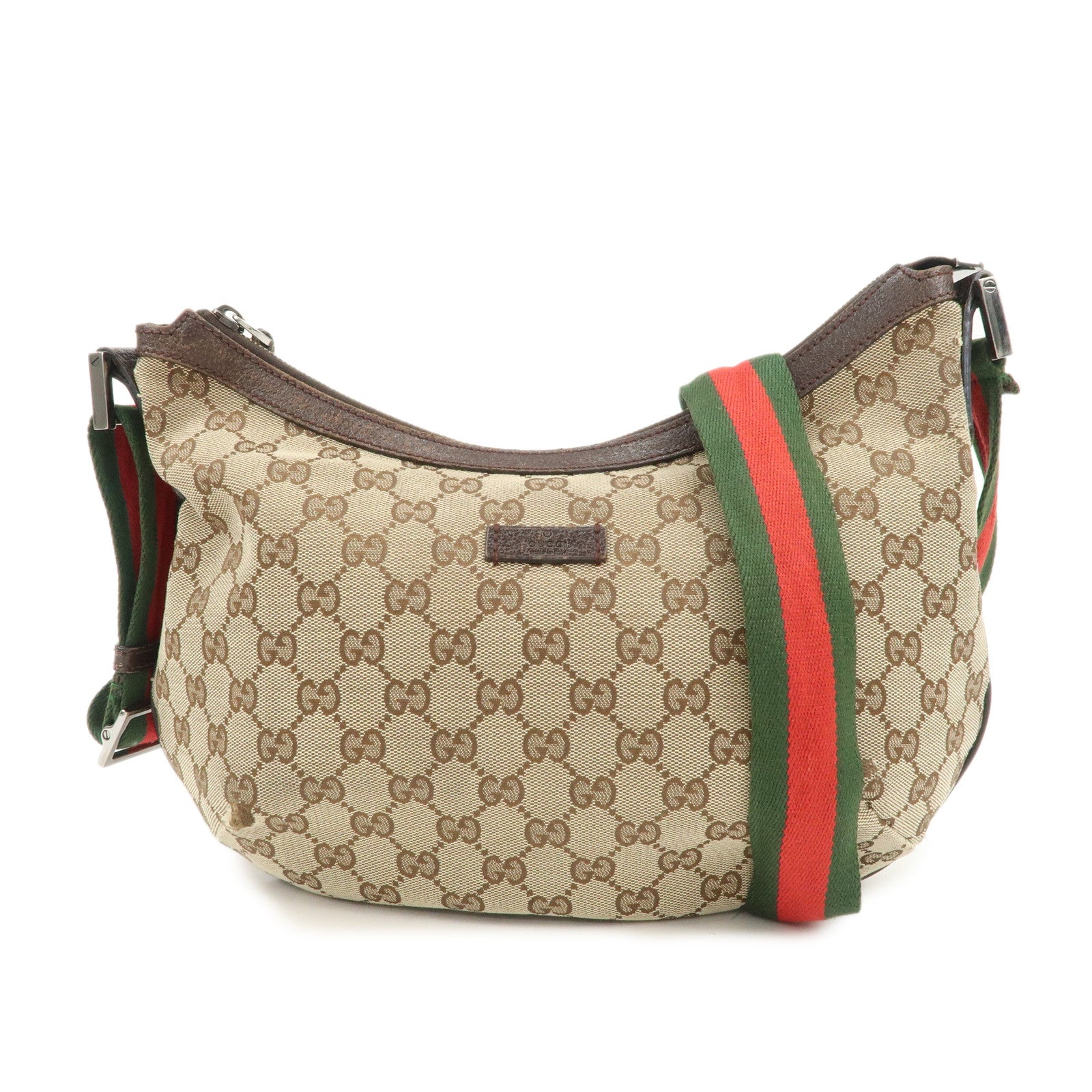 GUCCI Sherry GG Canvas Leather Shoulder Bag Beige Brown 181092 Used