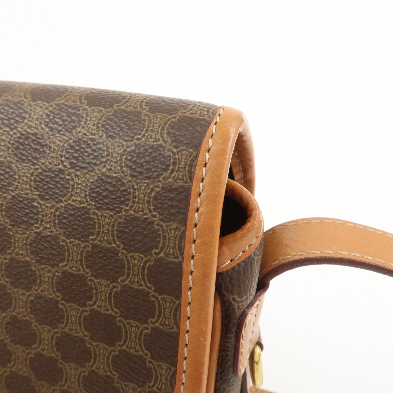 CELINE Macadam PVC Leather Shoulder Bag Crossbody Bag Brown