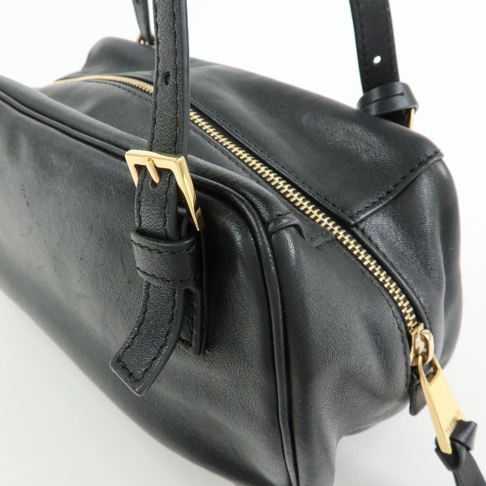 VERSACE Medusa Nappa Leather Bowling Bag Shoulder Bag Black