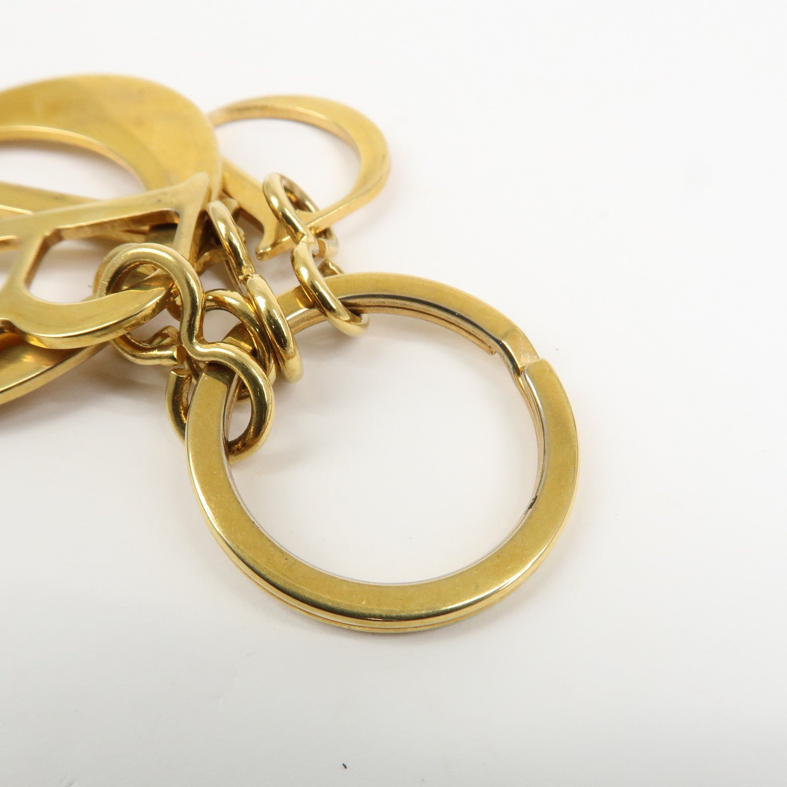 Christian Dior Logo Metal Bag Charm Key Chain Gold