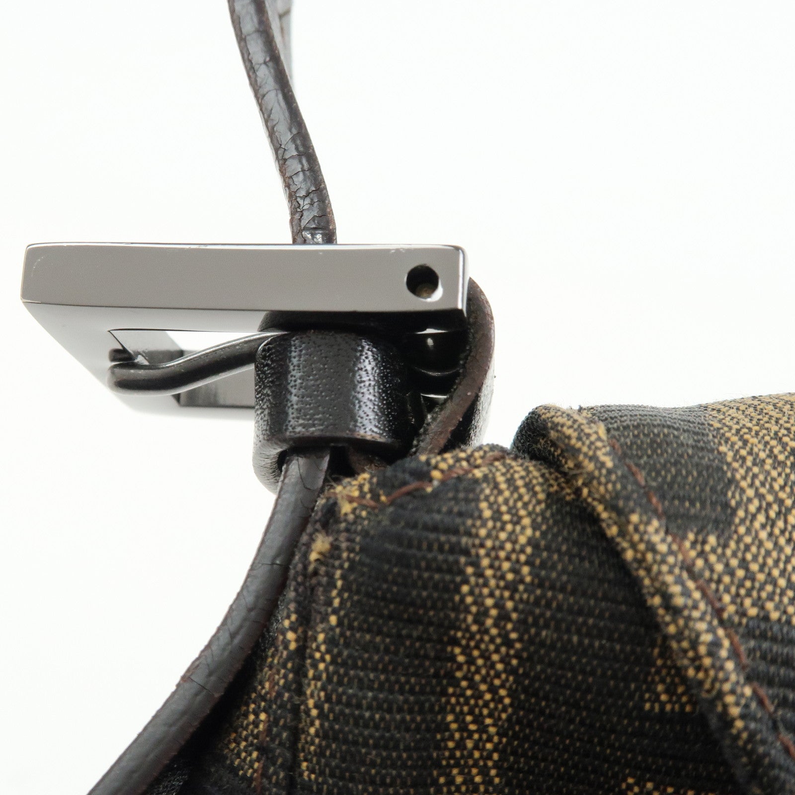 FENDI Zucca Mamma Baguette Canvas Leather Shoulder Bag 8BR004