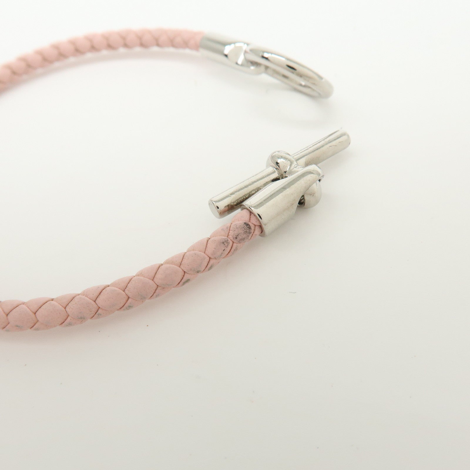 HERMES Glenan H Tresse en Veau Swift Leather Bracelet Light Pink