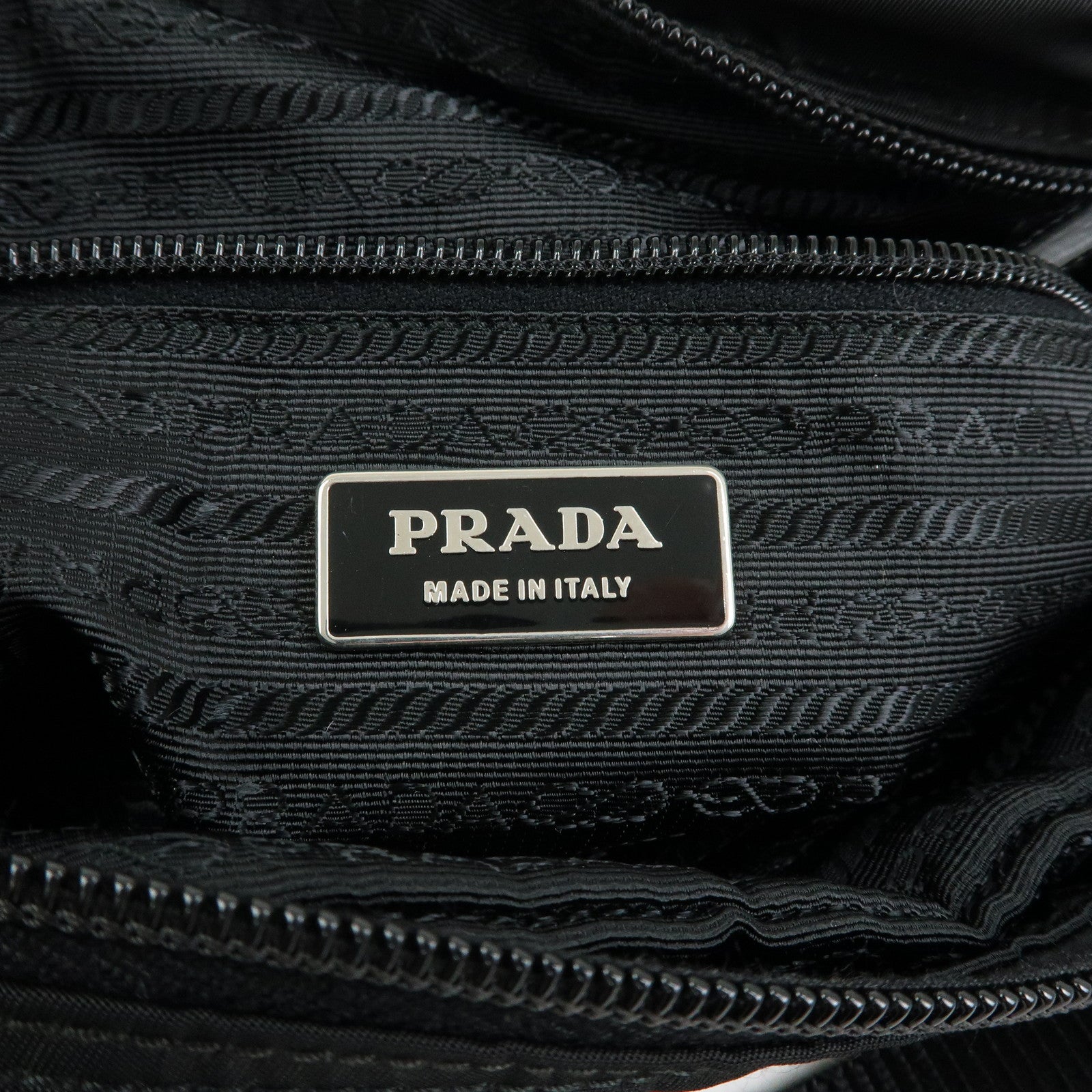 PRADA Triangle Logo Nylon Leather Shoulder Crossbody Bag Black