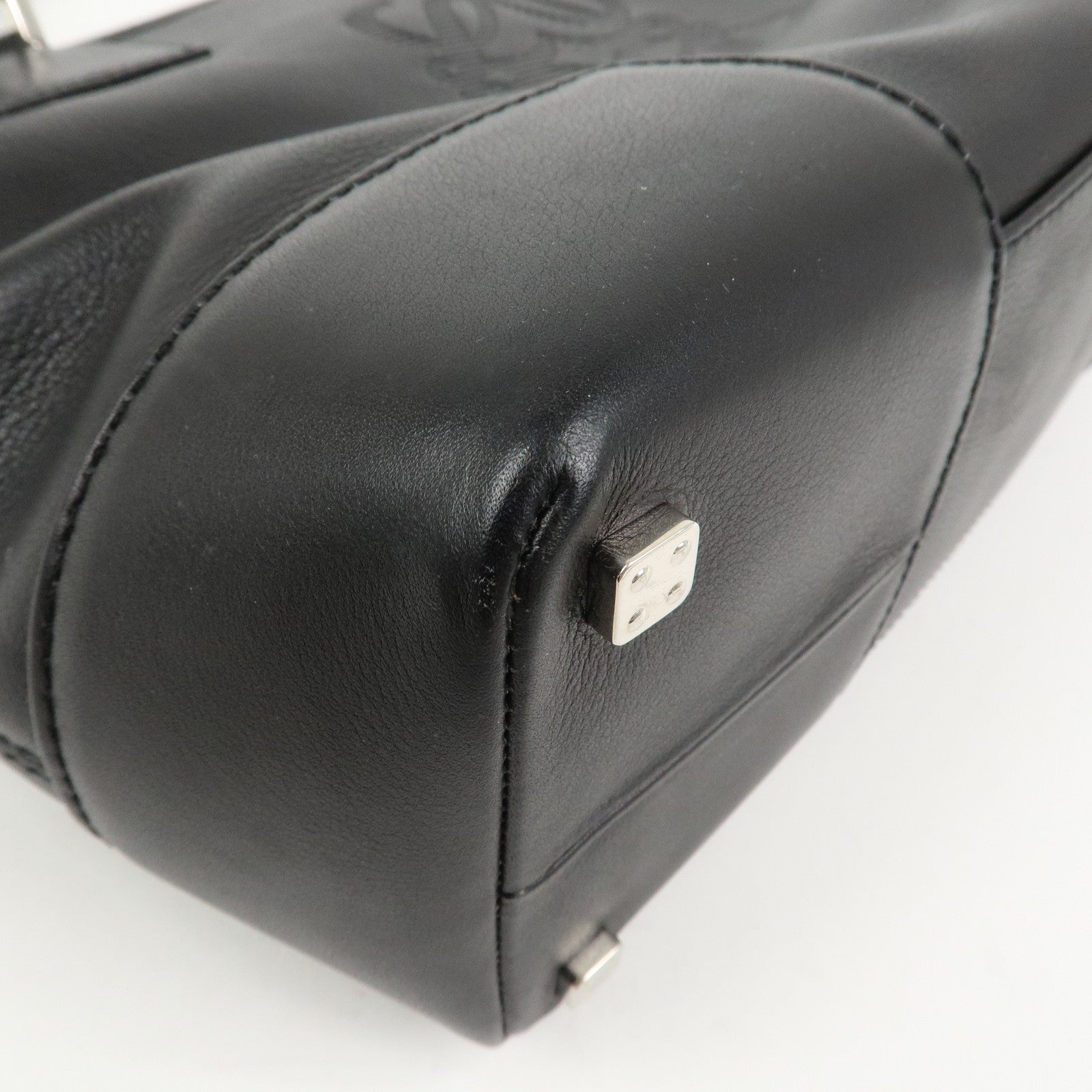 LOEWE Anagram Leather Tote Bag Hand Bag Black