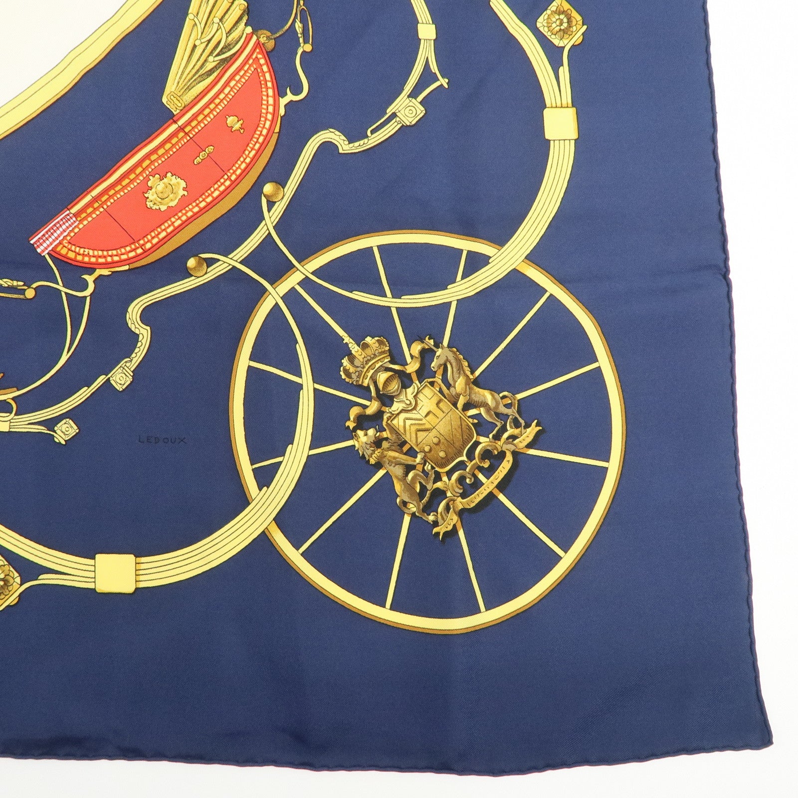 HERMES Carre 90 Silk 100% Scarf SPRINGS Navy