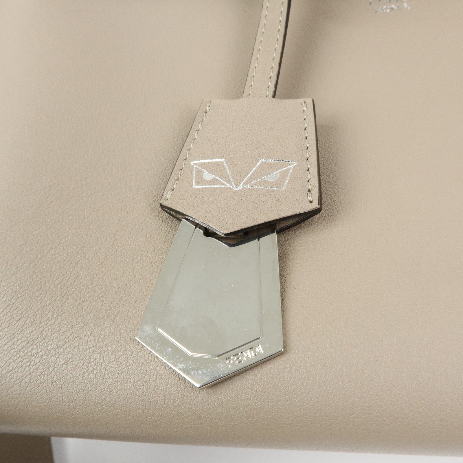 FENDI Bay The Way Leather 2Way Bag Shoulder Bag Greige 8BL124