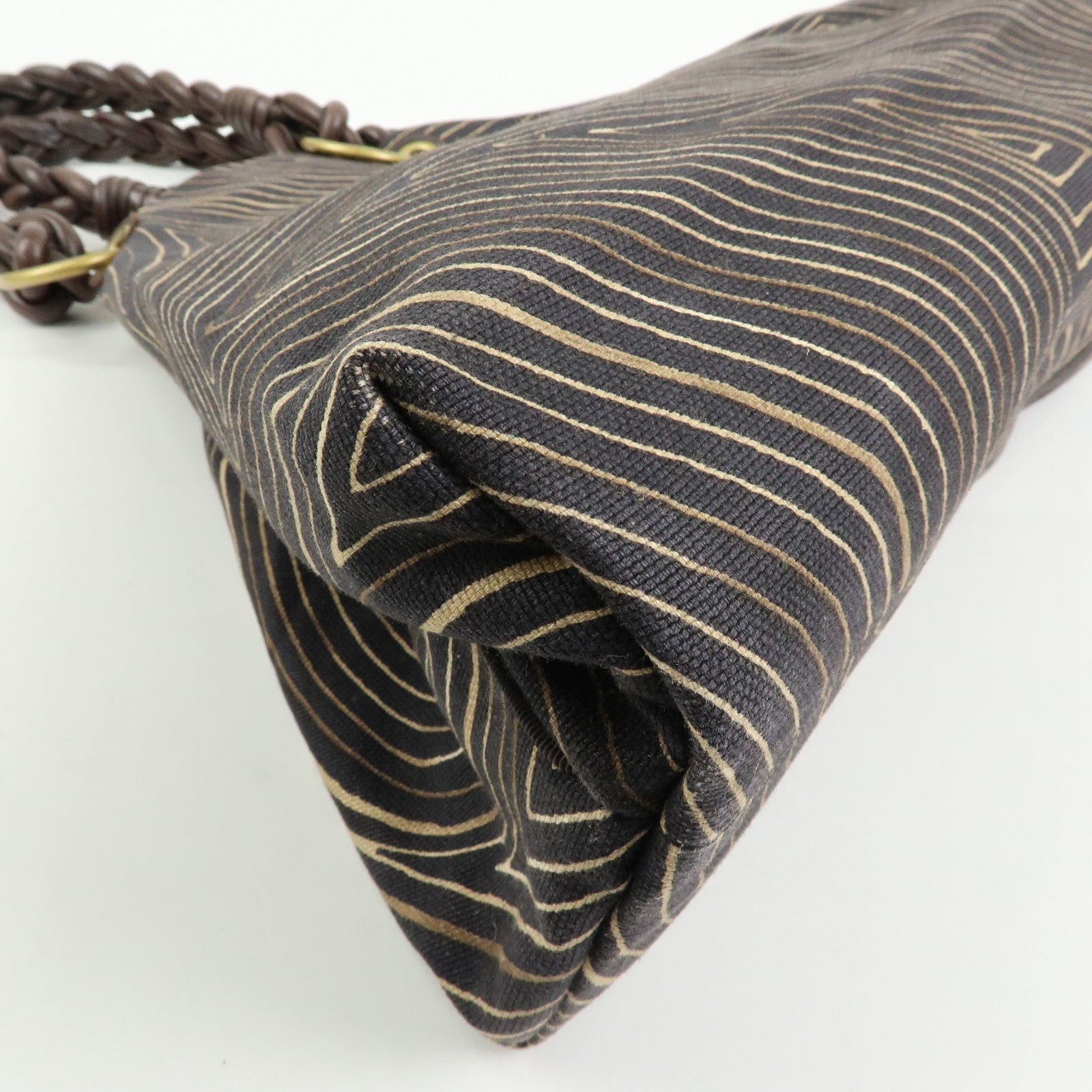 BOTTEGA VENETA Canvas Leather Tote Bag Hand Bag Brown