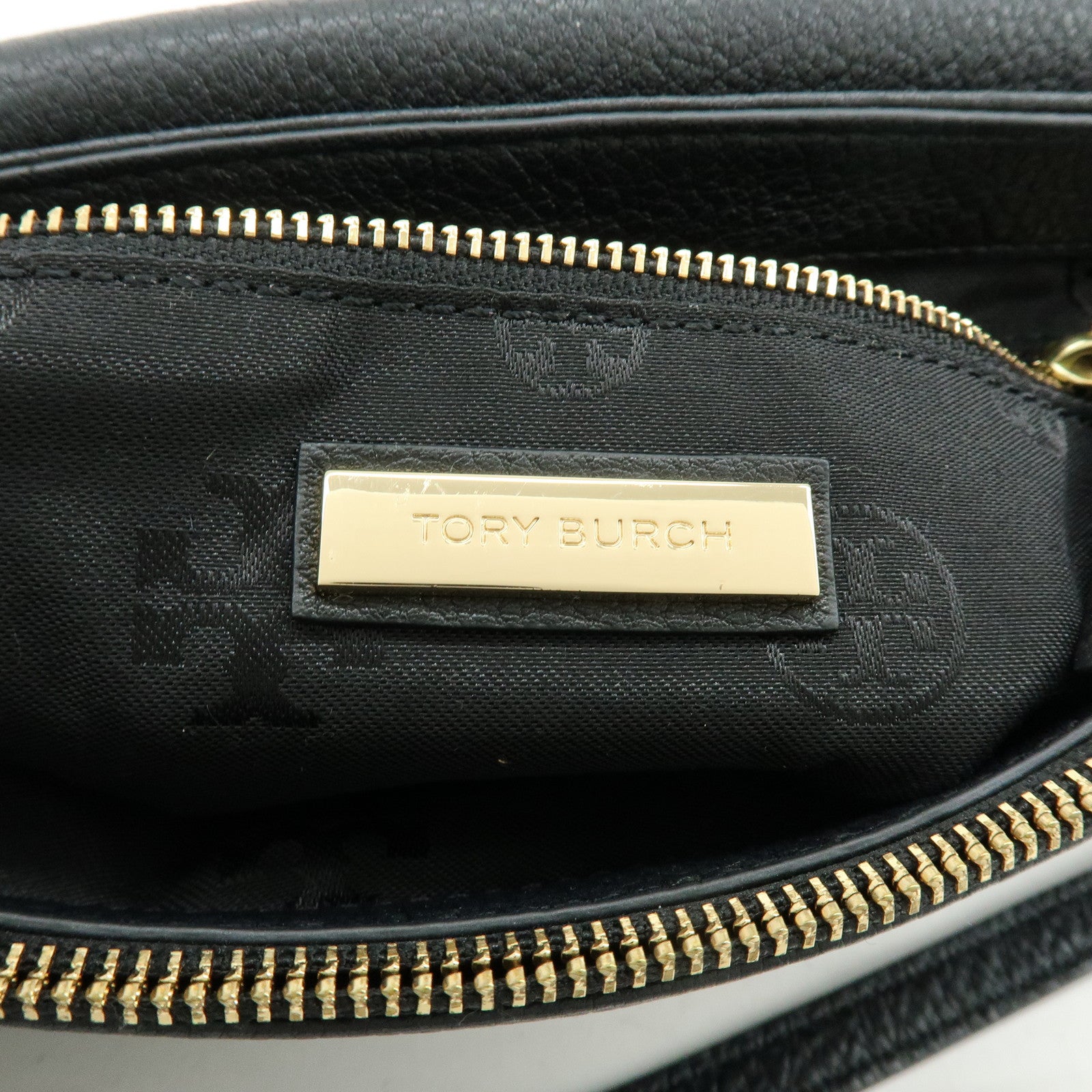 TORY BURCH Logo Leather Shoulder Bag Crossbody Bag Black