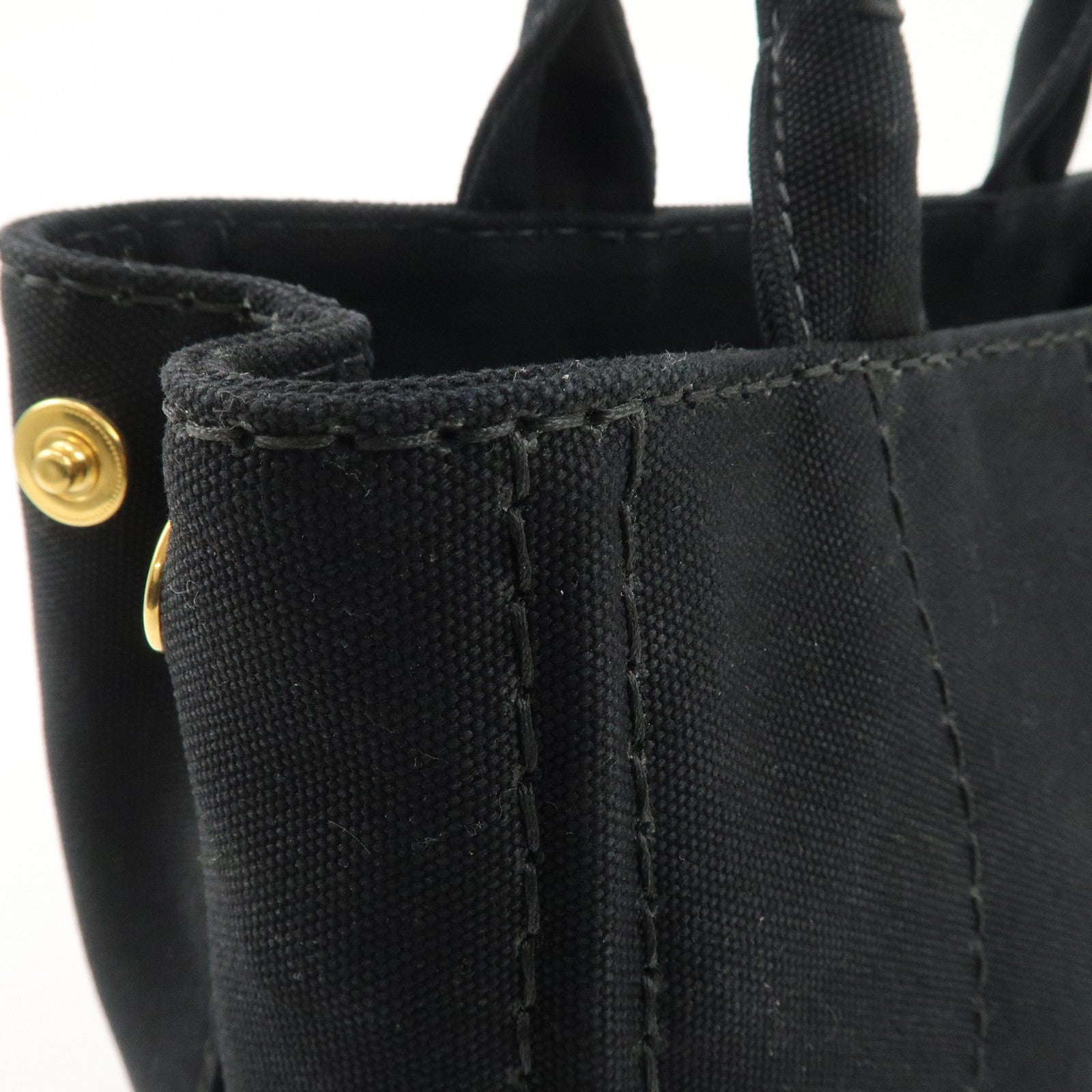 PRADA Canapa Mini Canvas 2Way Hand Bag Tote Bag Black 1BG439 Used