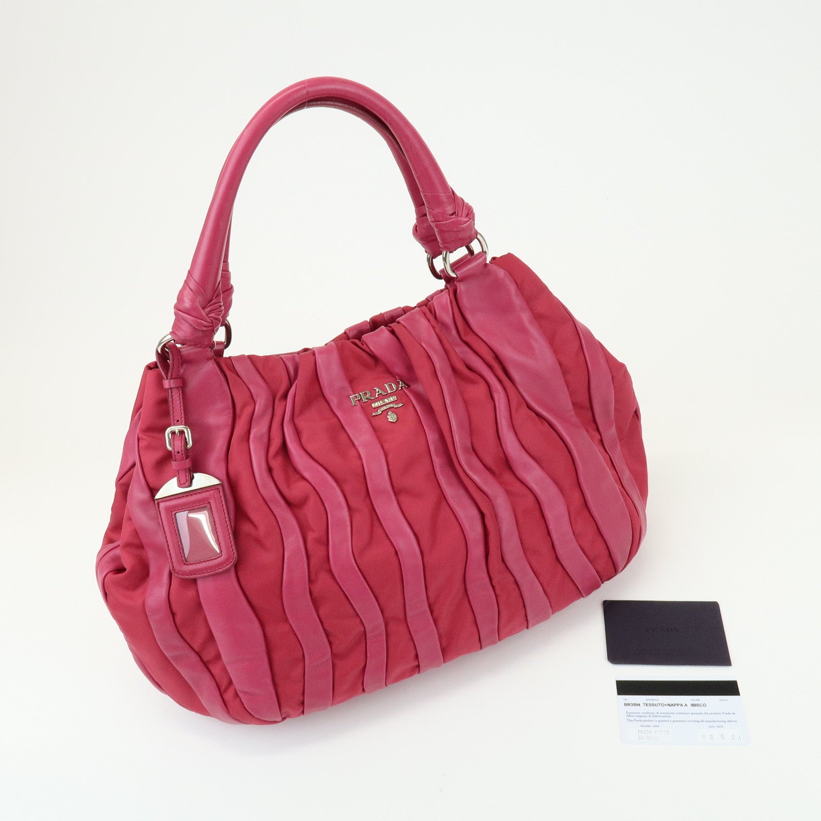 PRADA Nappa Leather Nylon Hand Bag Shoulder Bag Pink BR3994
