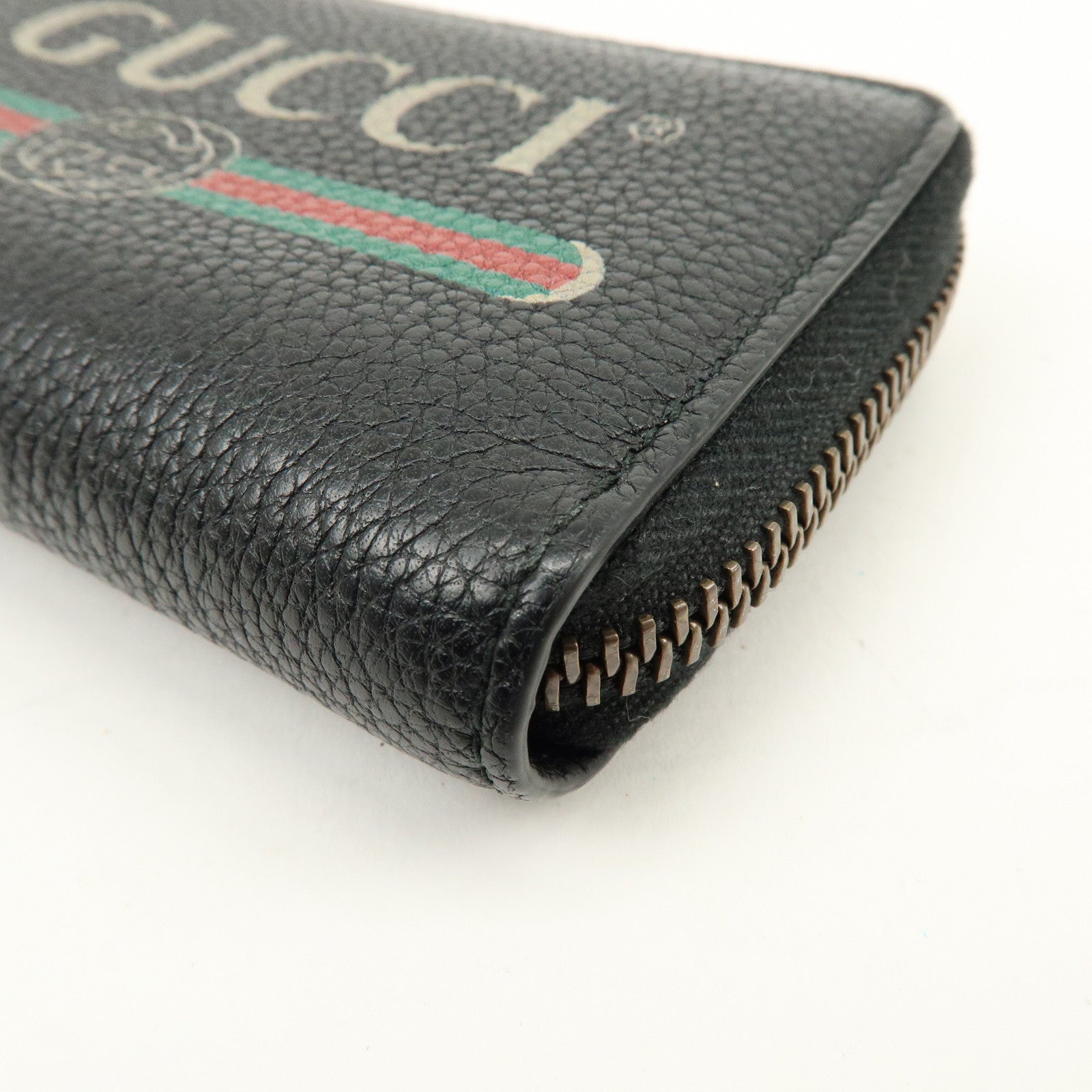 GUCCI Sherry GG Marmont Leather Zippy Card Case Black 496319