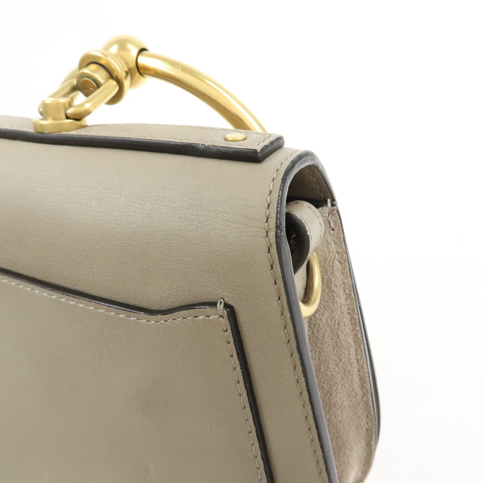 Chloe Nile Leather 2Way Bag Shoulder Bag Hand Bag Greige