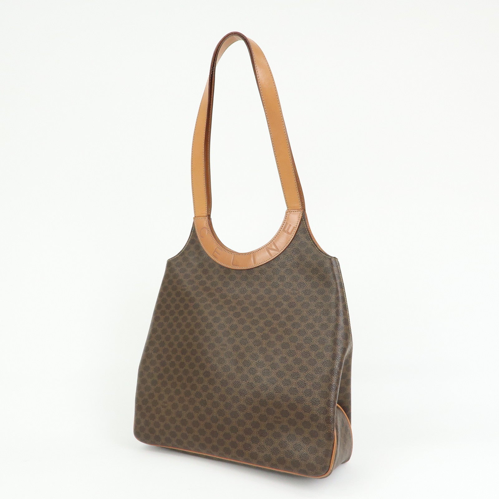 CELINE Macadam PVC Leather Tote Bag Shoulder Bag Brown