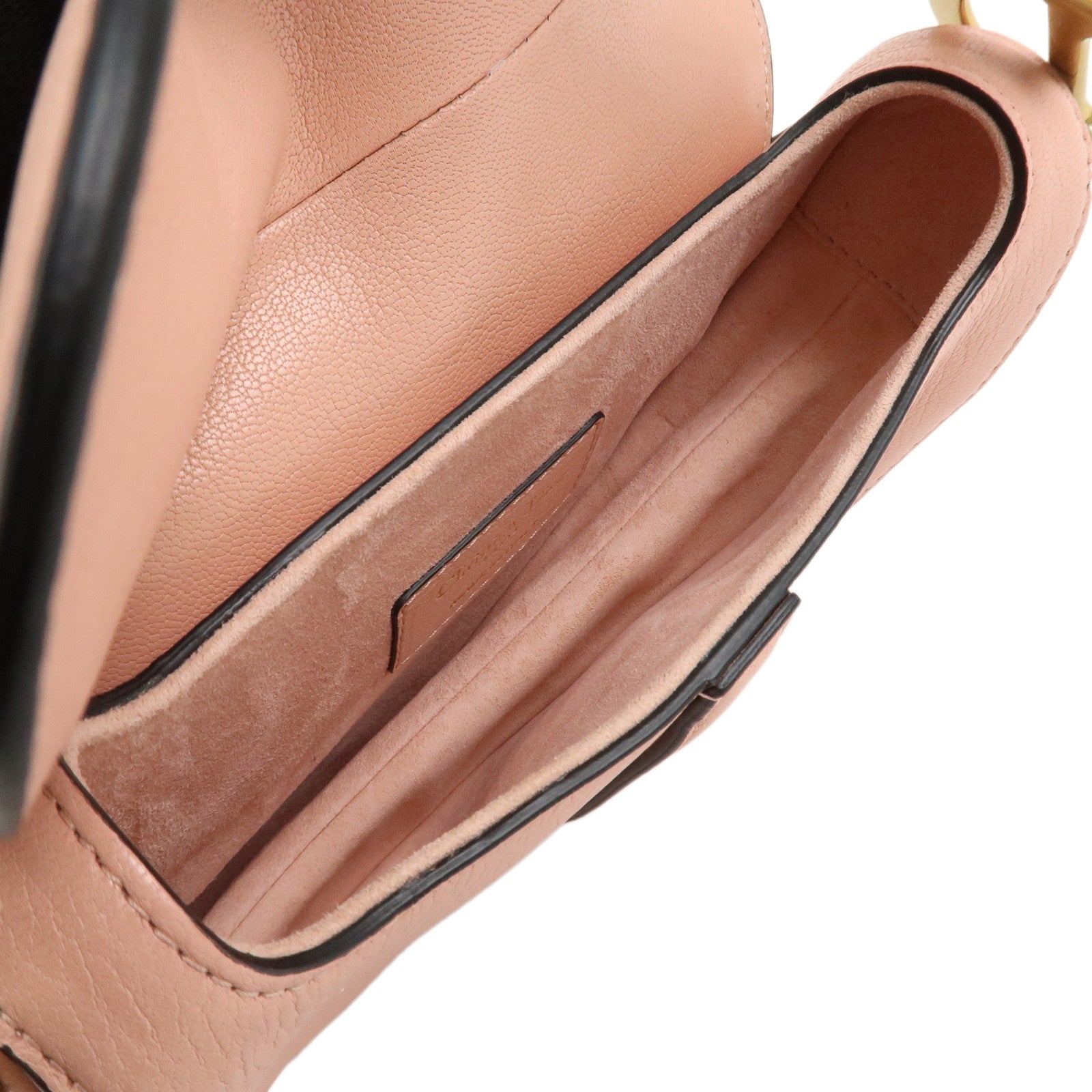 Christian Dior CD Logo Leather Saddle Bag Mini Hand Bag Pink
