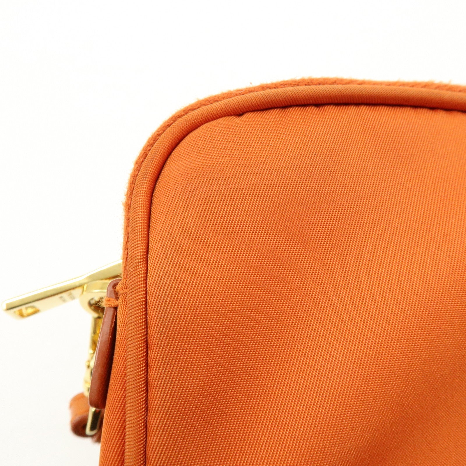 PRADA Triangle Logo Nylon Leather Shoulder Bag Orange 1N1861