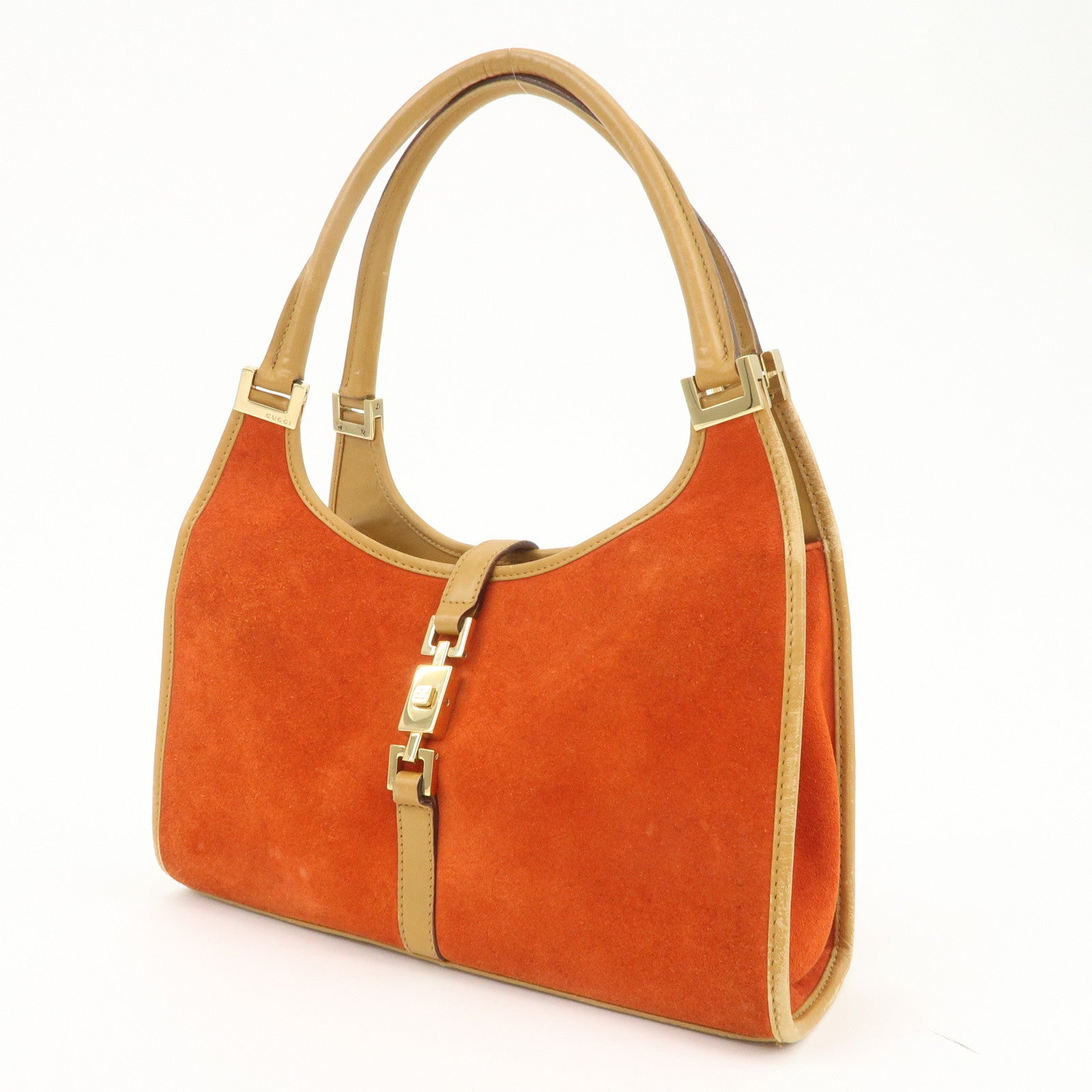GUCCI Jackie Suede Leather Shoulder Bag Hand Bag Orange 002.1068