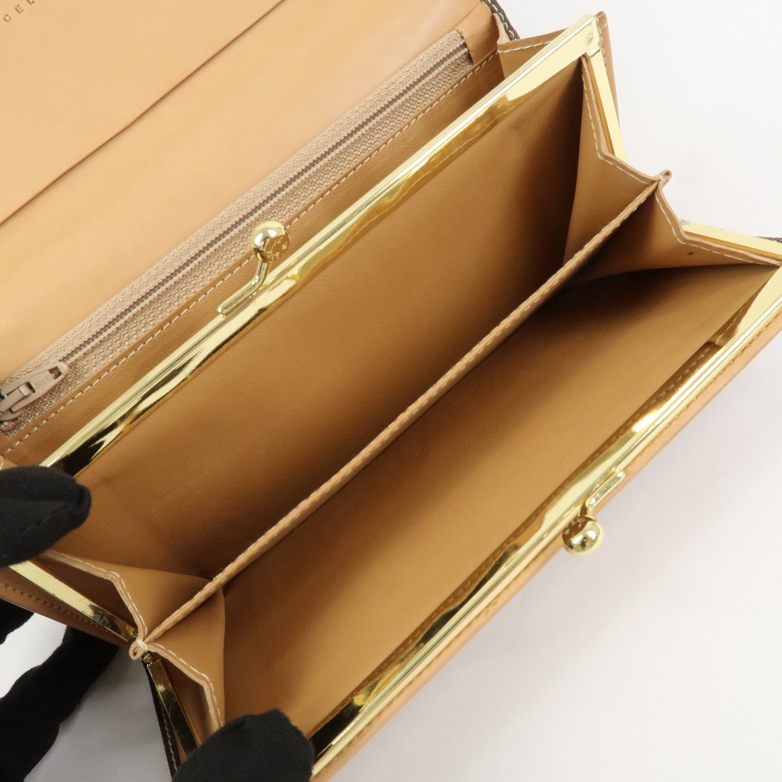 CELINE Macadam PVC Leather Flap Long Wallet Brown Beige