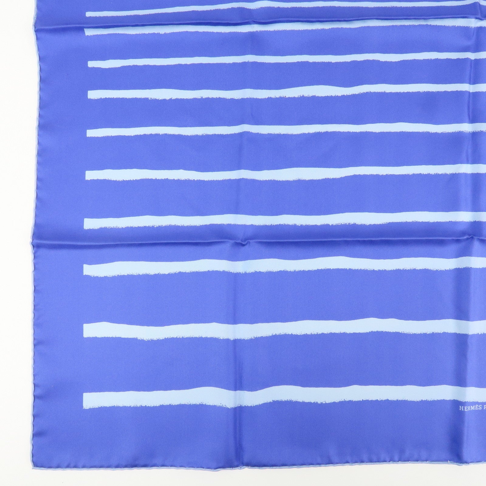 HERMES Carre 90 Silk 100% Scarf MEDITERRANEE Blue Used