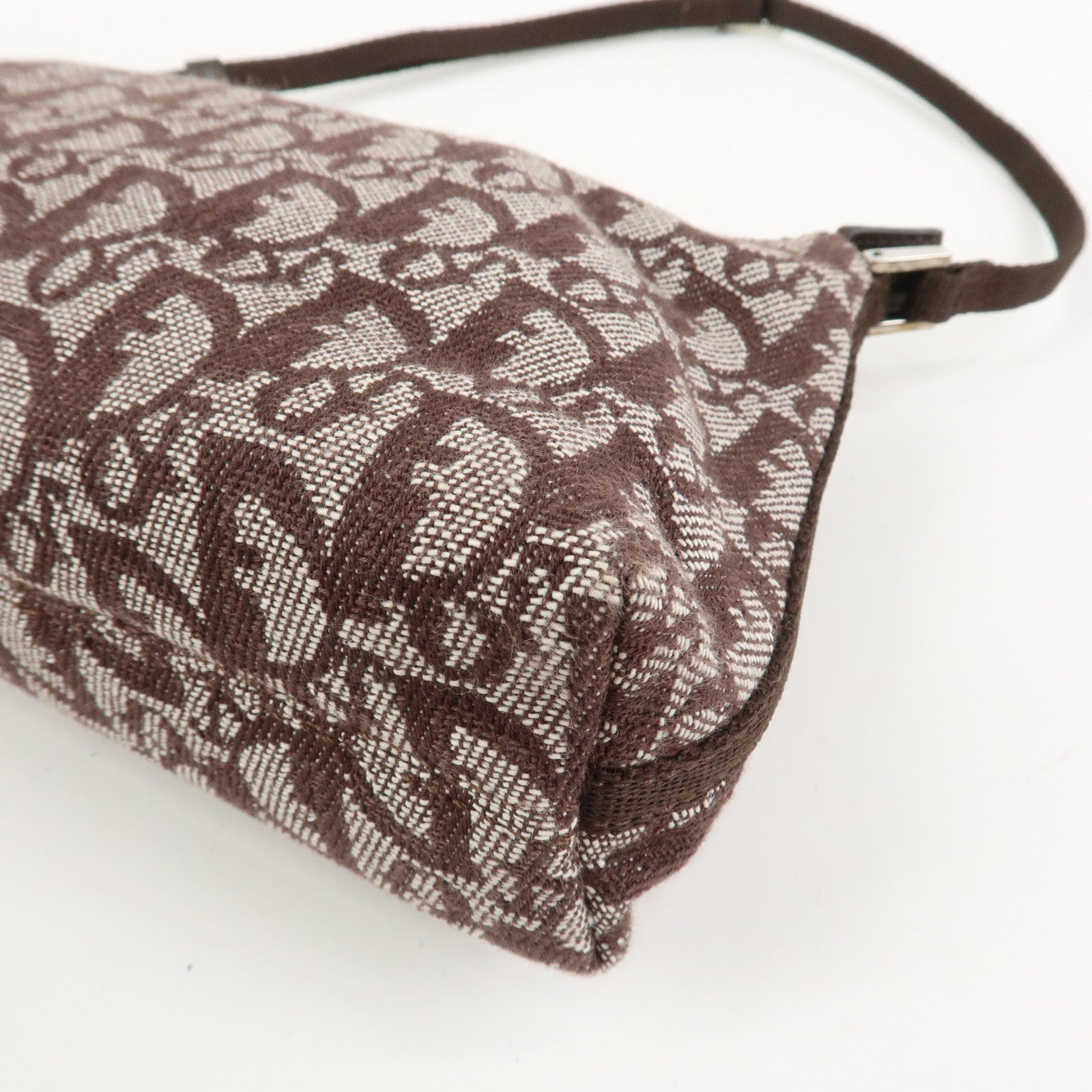 Christian Dior Trotter Jacquard Canvas Leather Shoulder Bag Brown