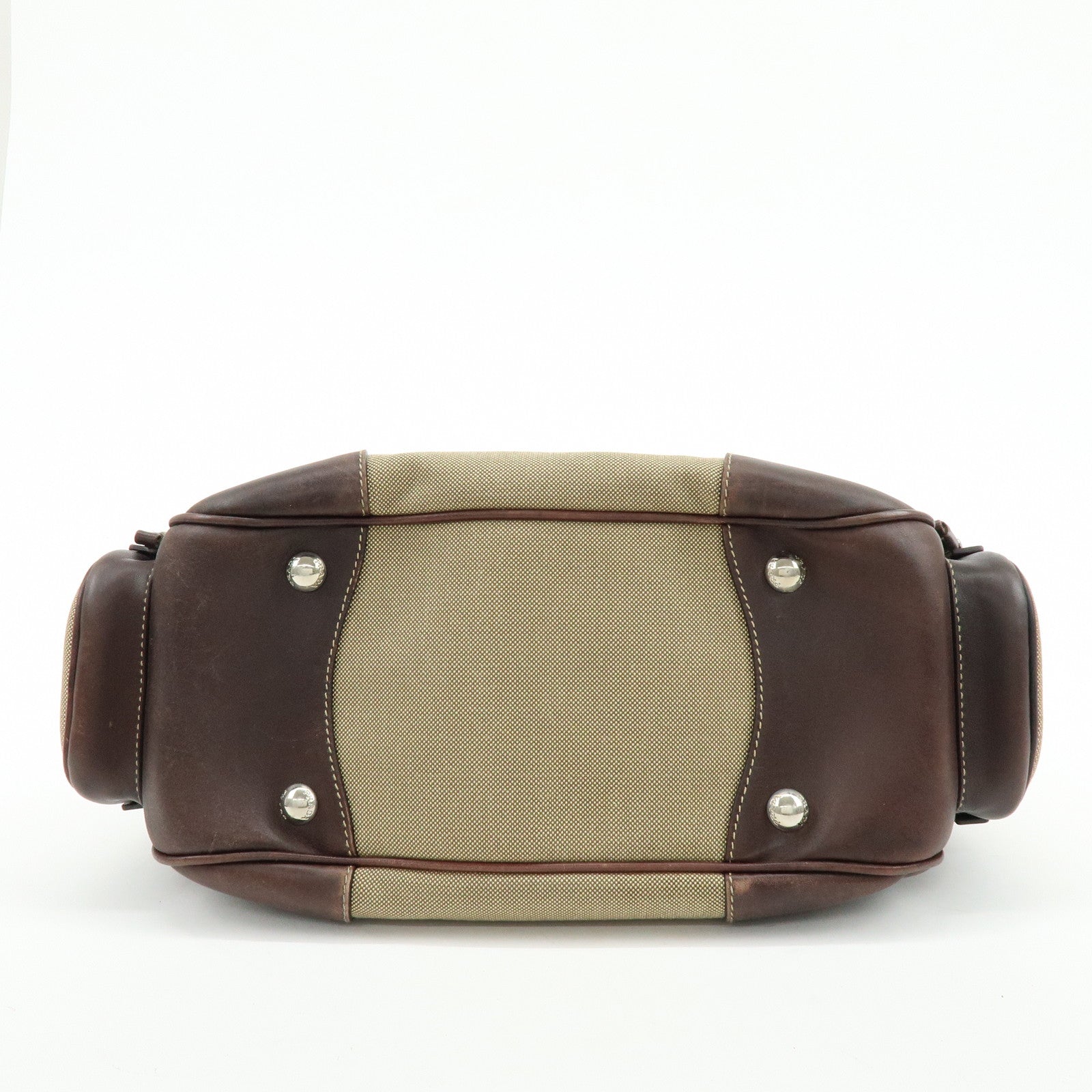 PRADA Logo Jacquard Canvas Embossed Leather Shoulder Bag BR3433