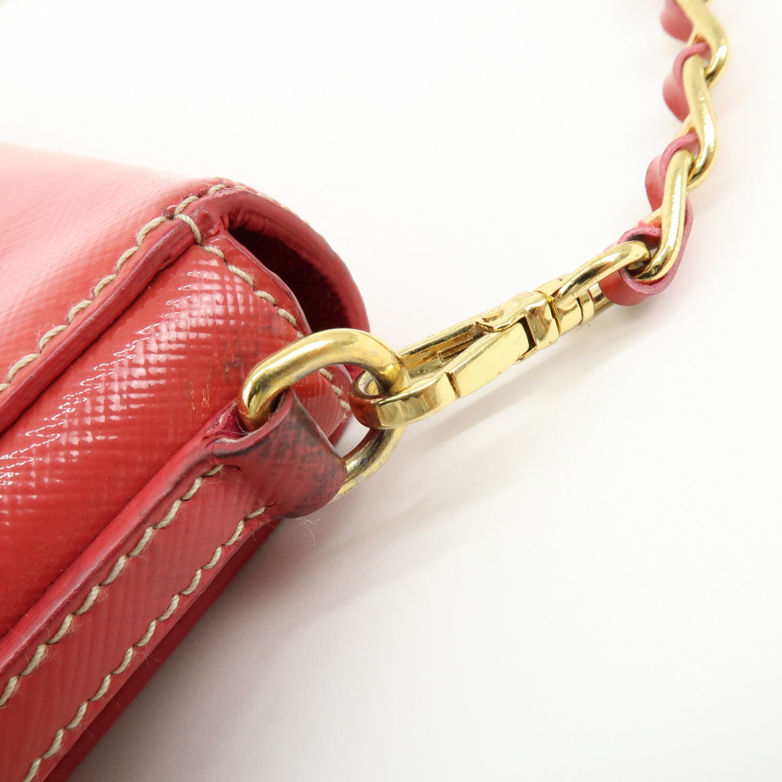 PRADA Patent Leather 2Way Shoulder Chain Bag Hand Bag Pink